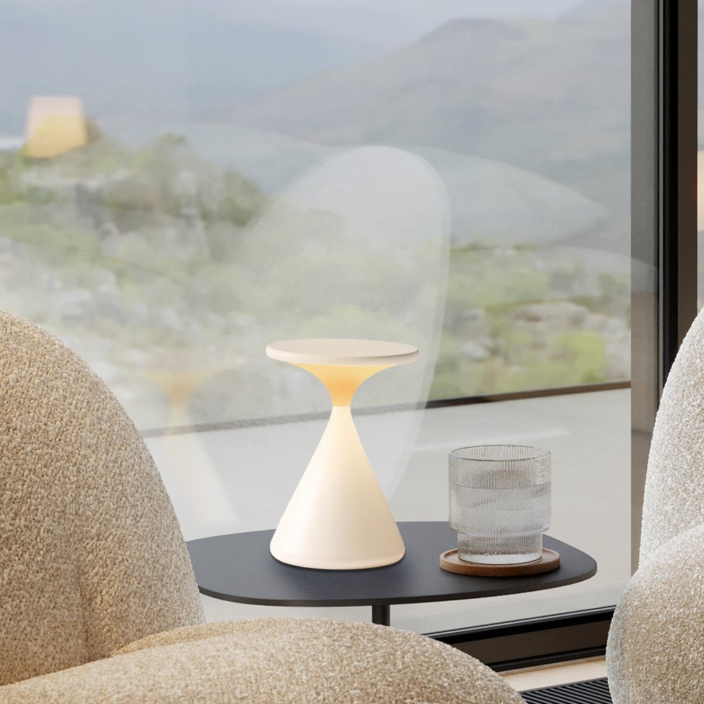 Aeron Hourglass Dimbare LED Tafellamp – Elegant en Kabelvrij Licht