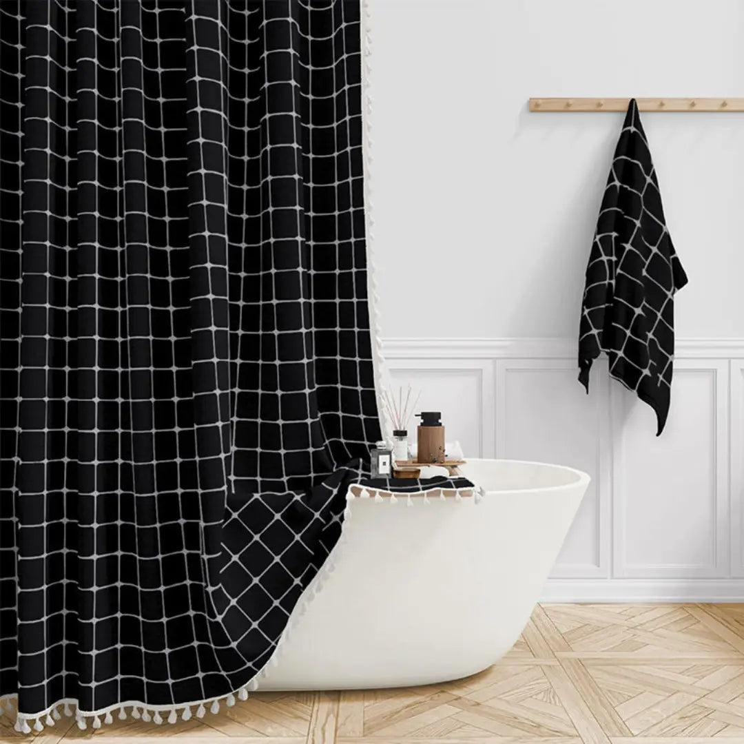 COTTAGELOOM – Boho-Linnen Douchegordijn met Kwasten
