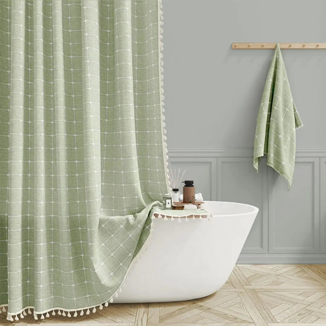 COTTAGELOOM – Boho-Linnen Douchegordijn met Kwasten