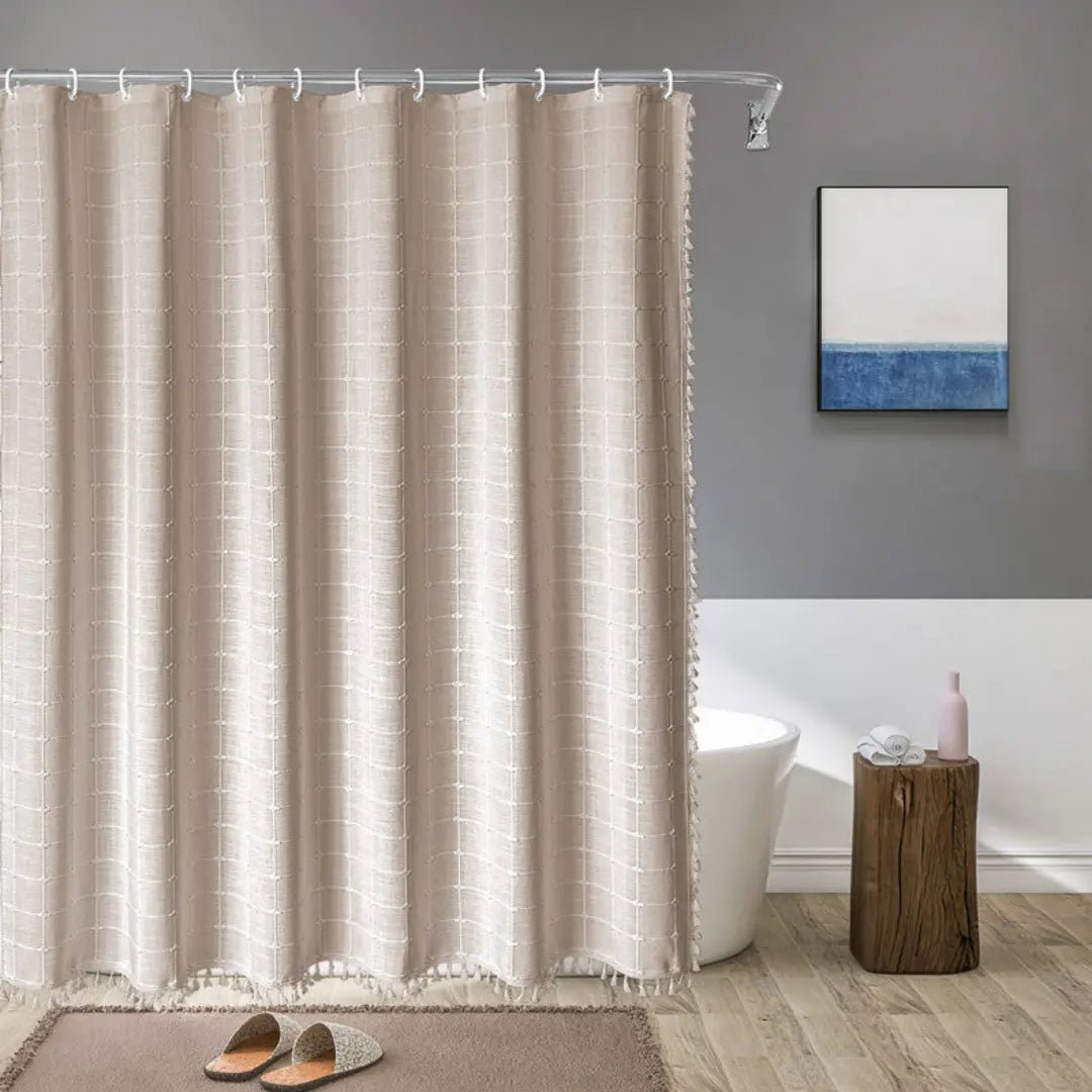 COTTAGELOOM – Boho-Linnen Douchegordijn met Kwasten