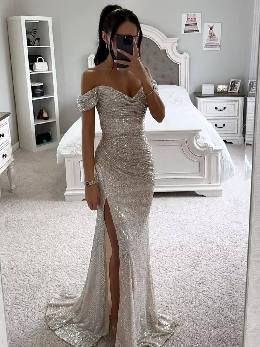 Elegante Strapless Avondjurk Met Pailletten Voor Vrouwen