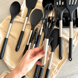 Culinara Pro – 12-delig siliconen keukengerei-set met roestvrijstalen handvatten