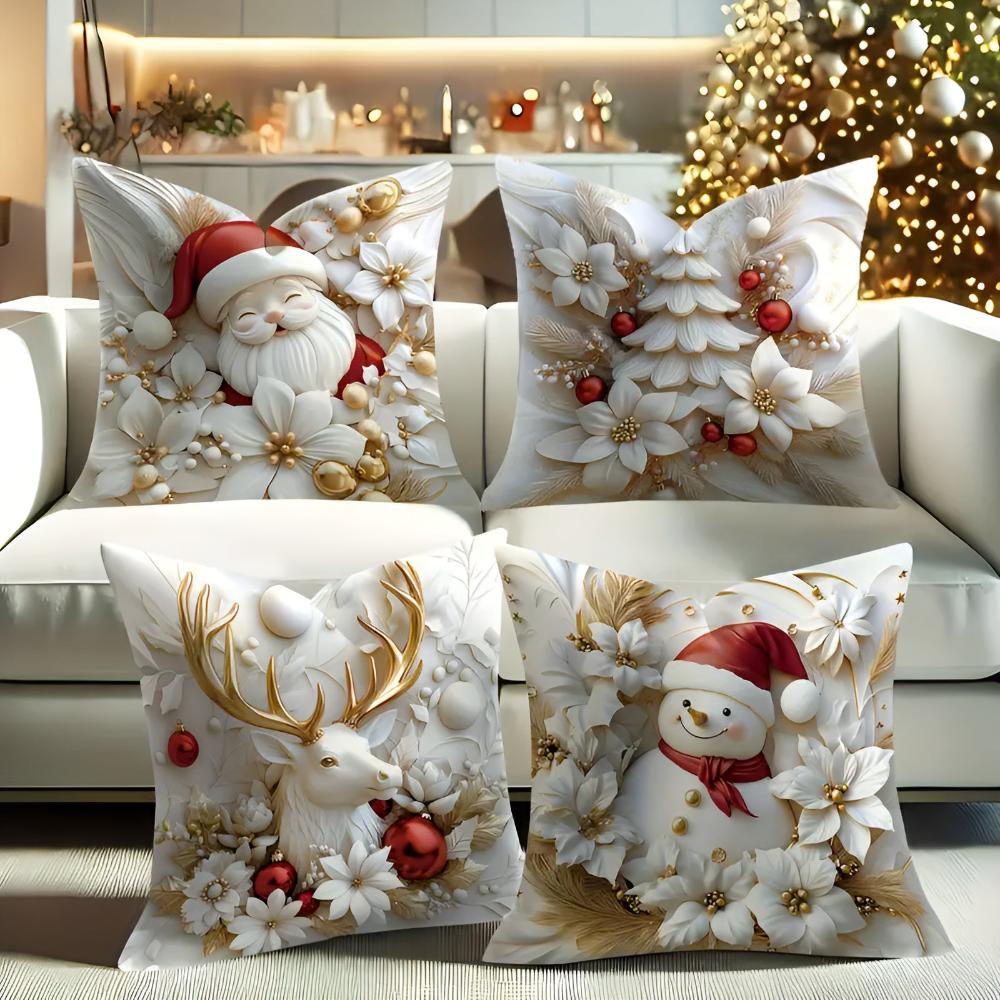 TWINKCUSH – Set van 4 kerstvelours kussenhoezen met unieke feestelijke ontwerpen