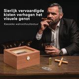 Luxe sigaren humidor met hygrometer | Sigarenaccessoire | Stijlvolle sigarenbox met bevochtiger en cederhouten binnenkant