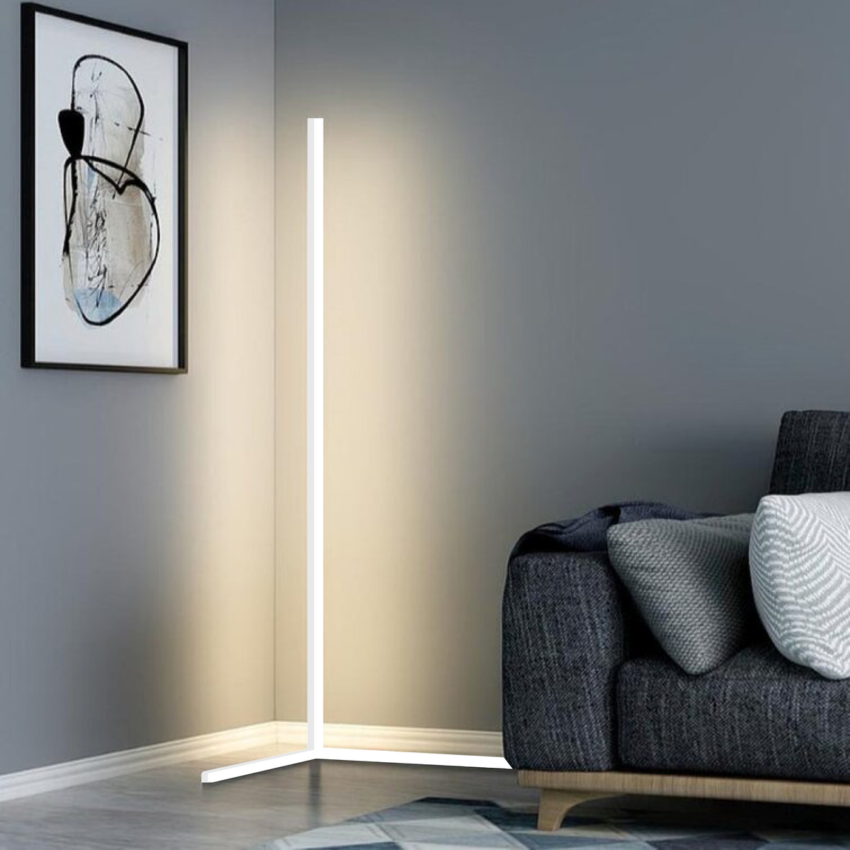 Minimalistische LED Hoeklamp – Moderne Vloerlamp voor Woonkamer, Slaapkamer of Kantoor