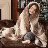 WILDCOZY – Knusse Berenveldeken met Hertenmotief – Omkeerbaar Pluche Comfort