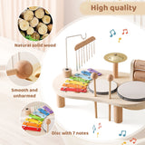 Educatieve Houten Muziektafel voor Kinderen - Inclusief Xylofoon, Trommels en Beuken!
