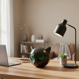 NoirCat Sculptuur | Hoogglans Hars Kat Hoofd Buste | Reflectieve Marmer-Gemodelleerde Afwerking | Hoog-Contrast Pupil Dilation Optiek | Desktop Anatomisch Feline Model | Niet-Poreus Gewogen Kunstobject