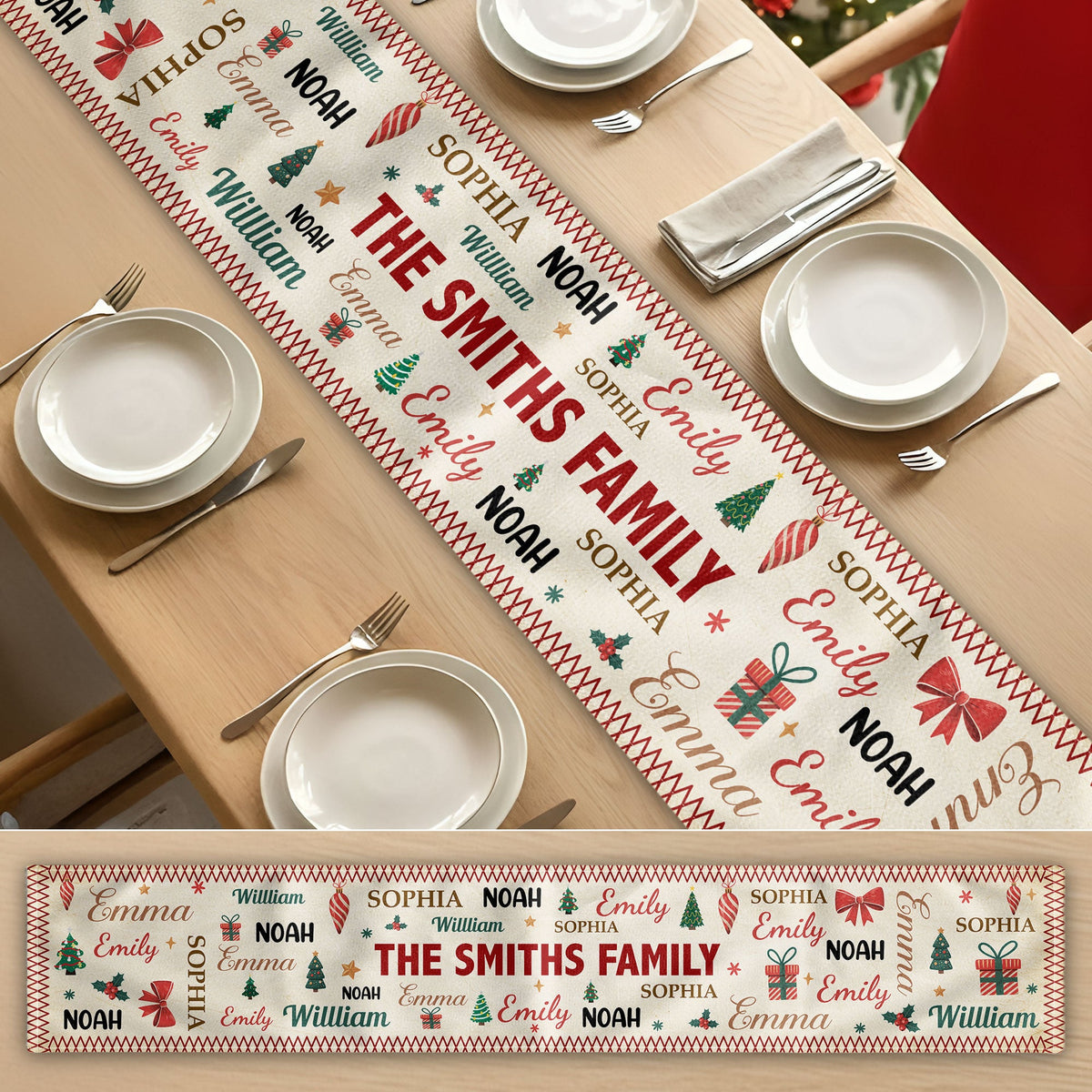 ChristmasRunner | Dek de tafel voor herinneringen die een leven lang meegaan met een tafelloper die het hart van elk gezin viert