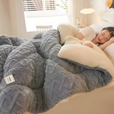Fluff Fusion Dekbed - Dikke dubbelzijdige dekbed met vulling - Geometrisch pluche dekbed - Machinewasbaar