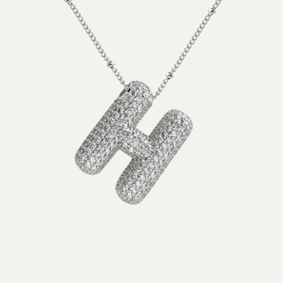 Dames Ketting – Initial Hanger – Fonkelende Stenen – Verfijnde Schakelketting – Statement Sieraad