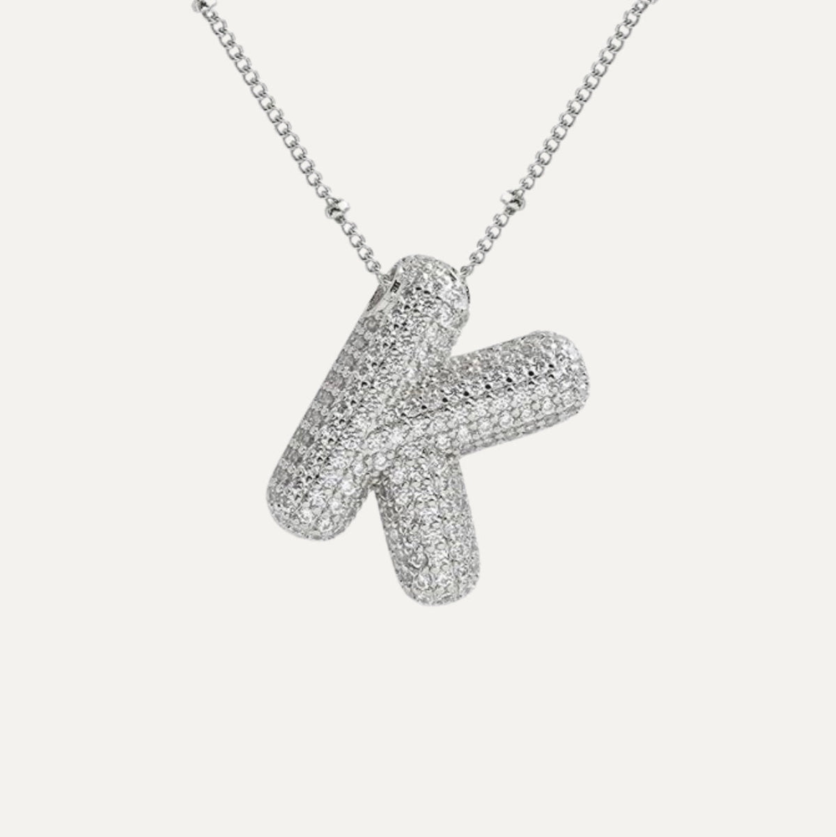 Dames Ketting – Initial Hanger – Fonkelende Stenen – Verfijnde Schakelketting – Statement Sieraad