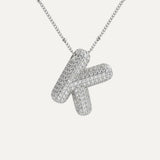 Dames Ketting – Initial Hanger – Fonkelende Stenen – Verfijnde Schakelketting – Statement Sieraad