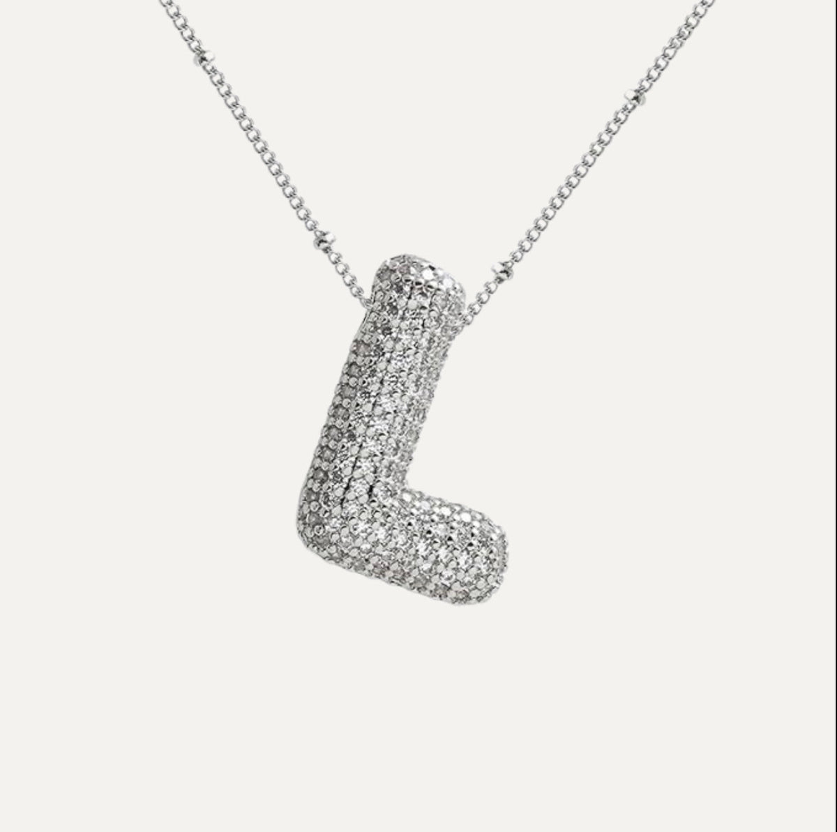 Dames Ketting – Initial Hanger – Fonkelende Stenen – Verfijnde Schakelketting – Statement Sieraad