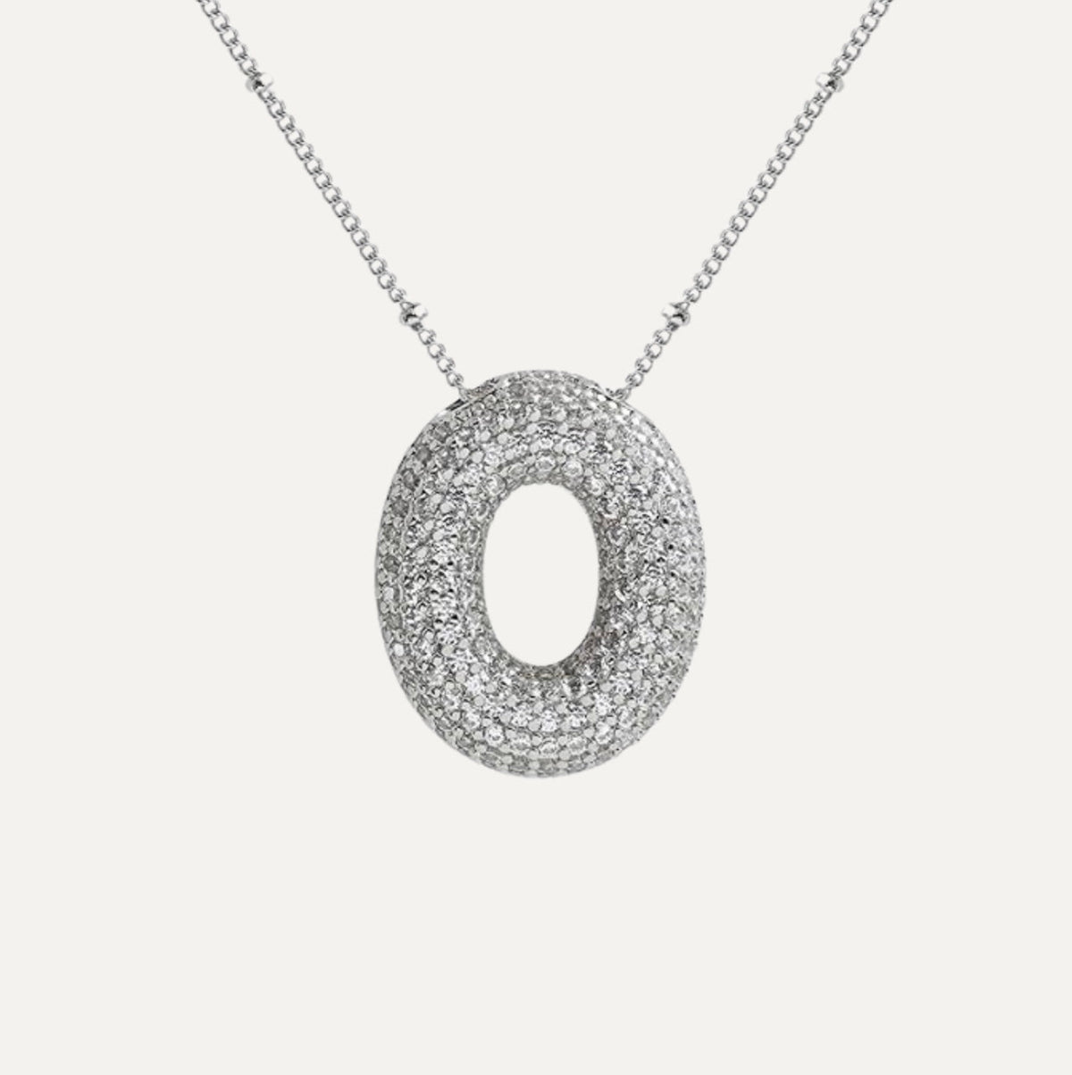 Dames Ketting – Initial Hanger – Fonkelende Stenen – Verfijnde Schakelketting – Statement Sieraad