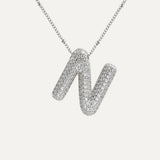 Dames Ketting – Initial Hanger – Fonkelende Stenen – Verfijnde Schakelketting – Statement Sieraad
