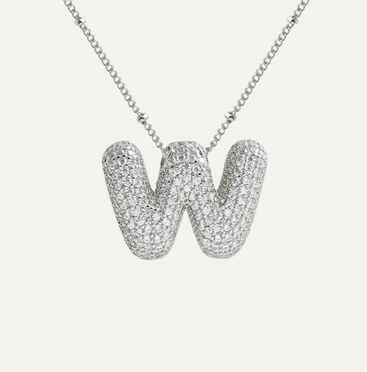 Dames Ketting – Initial Hanger – Fonkelende Stenen – Verfijnde Schakelketting – Statement Sieraad