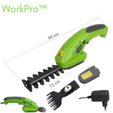 WorkPro | Compacte Draadloze Heggenschaar | Lichtgewicht 0,47kg | Veilige Kinderslot Ontwerp | 1100RPM Krachtige Snoeiprestaties | Eenvoudige Bediening | Oplaadbaar Li-Ion Accu | Moeiteloos Snoeien en Trimmen