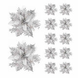 GLOWPETAL – 14,5 cm grote glinsterende kerstbloemen in Roze, Rood en Goud