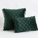 Inyahome Fluwelen Taille Sierkussen Met Pompom Effen Kleur Decoratief
