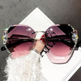 Rhinestone zonnebril zonder montuur