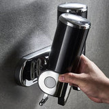PureFlow - Wandgemonteerde zeepdispenser met twee compartimenten voor een nette badkamer