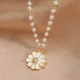 Madeliefje- & Parels-hanger-ketting voor dames – Lara