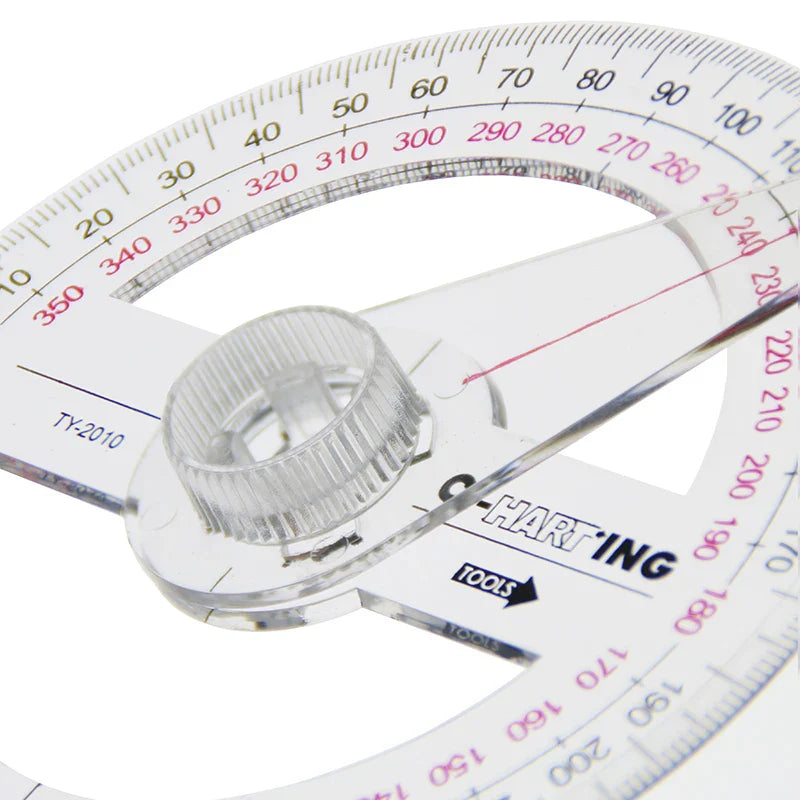 2x ronde gradenboog 360° met zwenkarm | Geometrisch meetgereedschap | Protractorset voor schoolgebruik