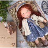 Katoenen Waldorf Pop met Kawaii Details en Stoffen Verpakking