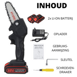 HandyPRO | Krachtige Handbediende Elektrische Kettingzaag | Draadloos Snoeien | Incl. 2 Accu's | Licht en Milieuvriendelijk | Voor Efficiënt Tuinonderhoud