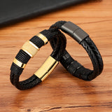 Armband in geweven leerstijl