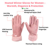 Verwarmde Handschoenen voor Dames UK – Dames Thermische Waterdichte Winterhandschoenen met Touchscreen & USB Oplaadbaar Warm Ontwerp