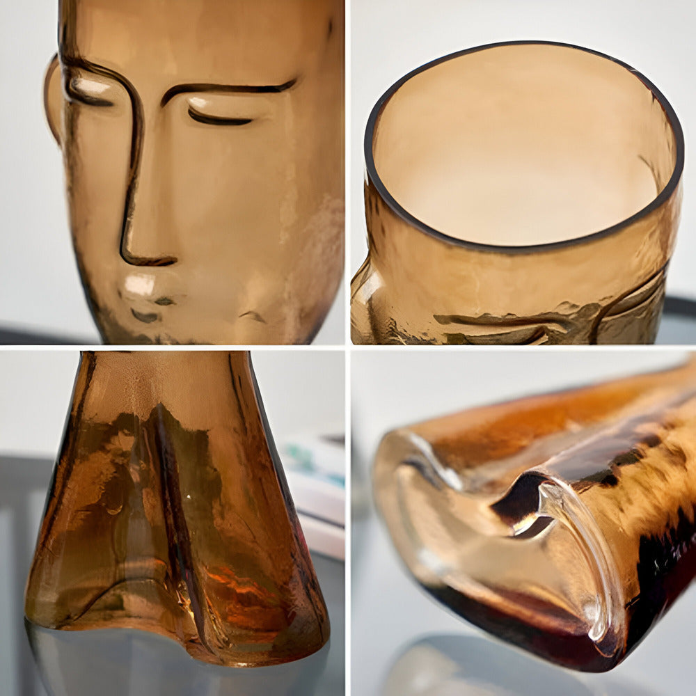 Artistic Head Glass Vase – Unieke Decoratieve Vaas voor Moderne Interieurs