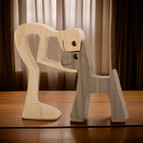 Paws of Love - Hond en Mens Handgemaakte Houten Sculptuur - Symbool voor Eeuwige Verbondenheid