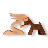 Paws of Love - Hond en Mens Handgemaakte Houten Sculptuur - Symbool voor Eeuwige Verbondenheid