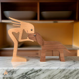 Paws of Love - Hond en Mens Handgemaakte Houten Sculptuur - Symbool voor Eeuwige Verbondenheid