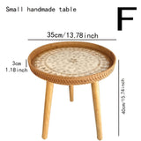 Scandi Salontafel - Handgemaakte Rieten Salontafel rond - Salontafel Hout
