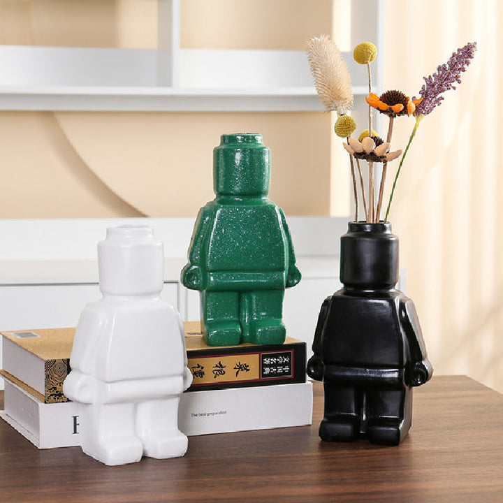 Robotbloempotten van keramiek - BrickBotanica