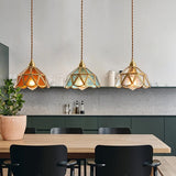Klassieke Glas In Lood Hanglamp | Vintage Glas In Lood Hanglamp Messing Metaal LED E27 110-240V Levendige Kleuraccenten Tijdloze Vintage Stijl Elegante Afwerking Verlichting 5-10m²