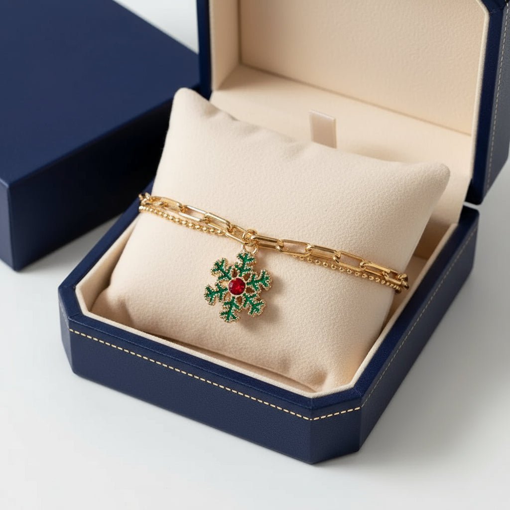 JINGLITE – Verstelbare, vergulde, feestelijke charms-armband voor de kerstsfeer