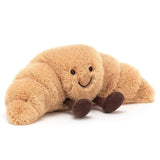 Croissant Pluche Knuffelkussen 33 cm Zacht Lichtbruin met Glimlachend Gezicht