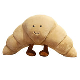 Croissant Pluche Knuffelkussen 33 cm Zacht Lichtbruin met Glimlachend Gezicht