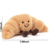 Croissant Pluche Knuffelkussen 33 cm Zacht Lichtbruin met Glimlachend Gezicht