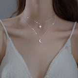 MOONSHINE NECKLACE – Dubbele ketting met maanhanger voor romantische elegantie