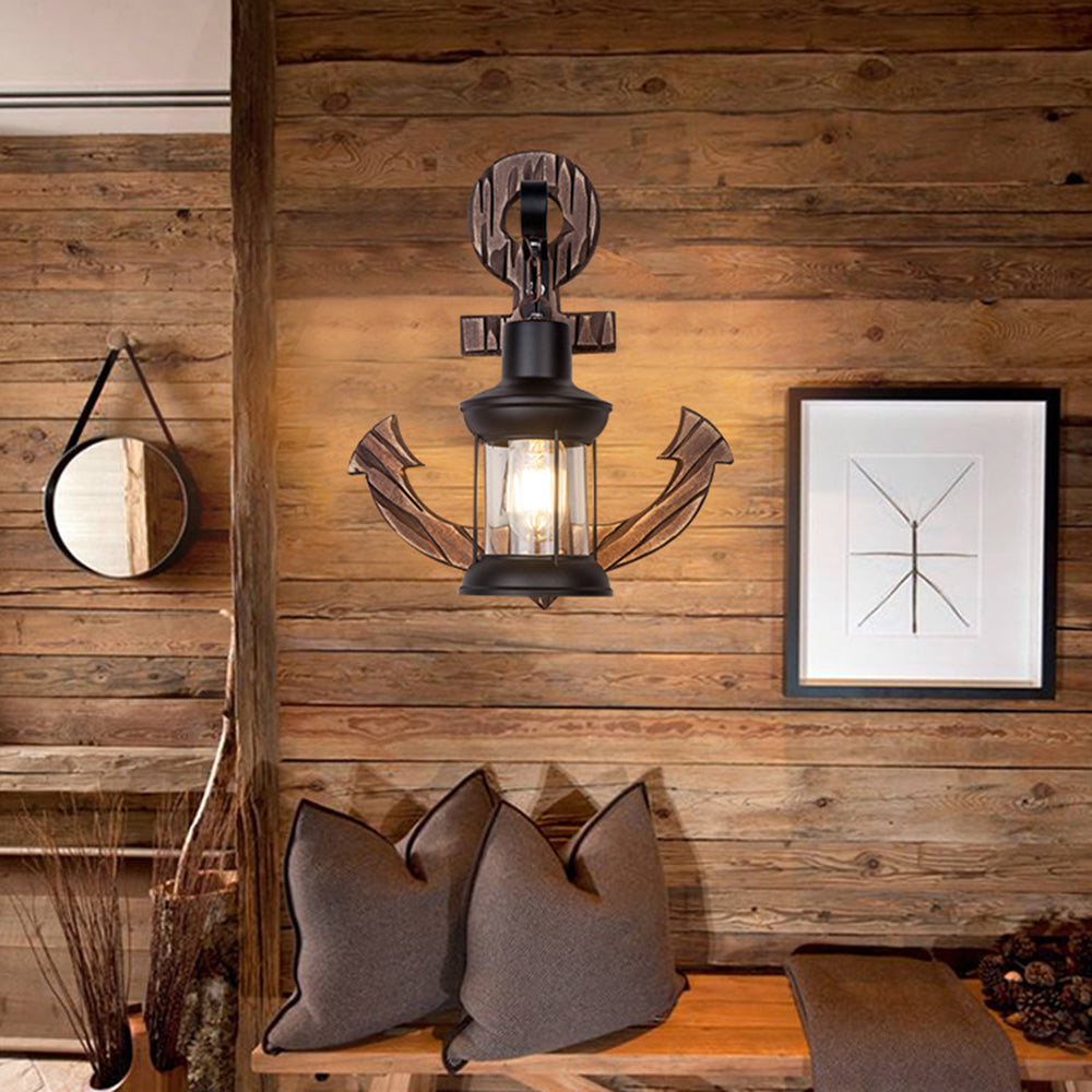 Houten Anker LED-Wandlamp – Nautica