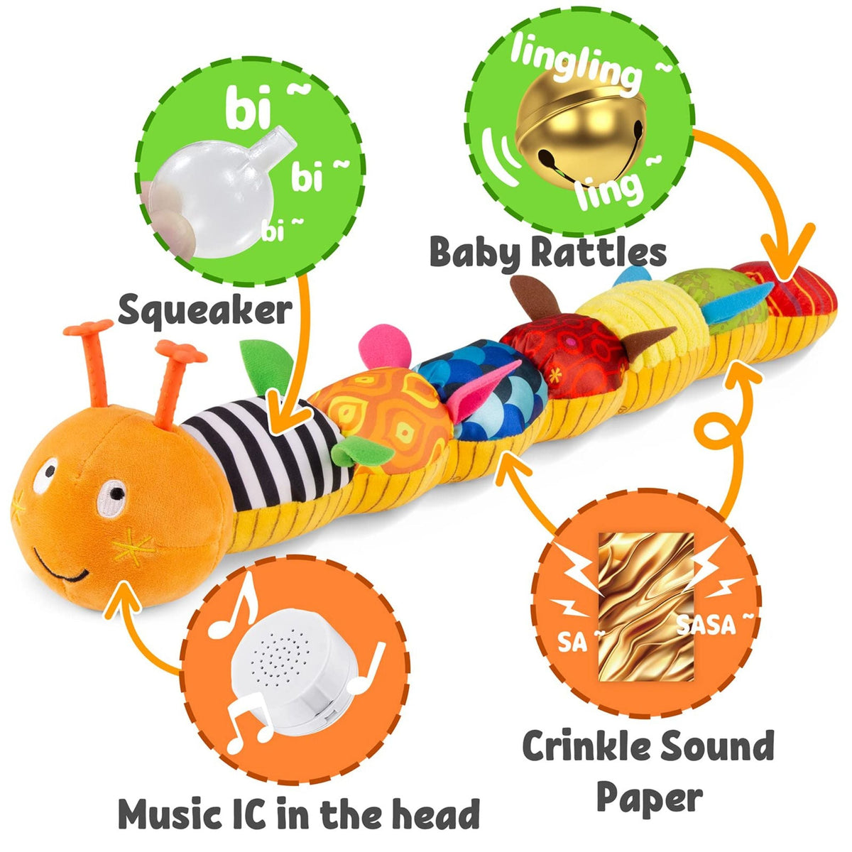 Muzikale Rups Knuffel - Interactief en Zacht
