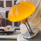 Paddenstoel Bauhaus Tafellamp – Tijdloos Ontwerp in Amber Glas & Metaal