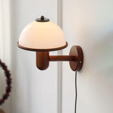 Paddenstoelen Houten Wandlamp – Elegante Eiken Afwerking met Zachte LED Glans