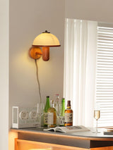 Paddenstoelen Houten Wandlamp – Elegante Eiken Afwerking met Zachte LED Glans