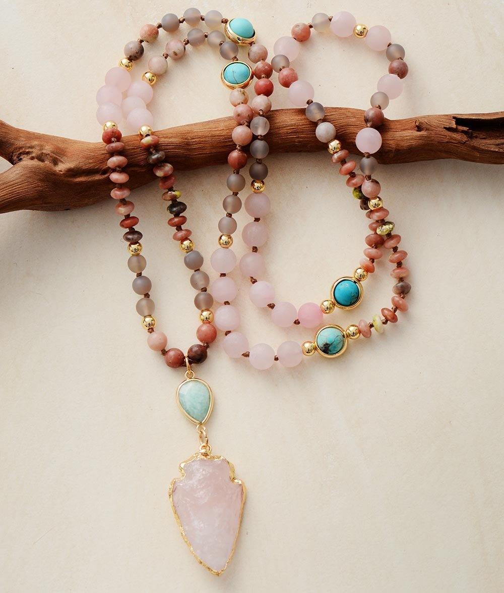 Rozenkwarts en Amazoniet Beschermketting - Livia